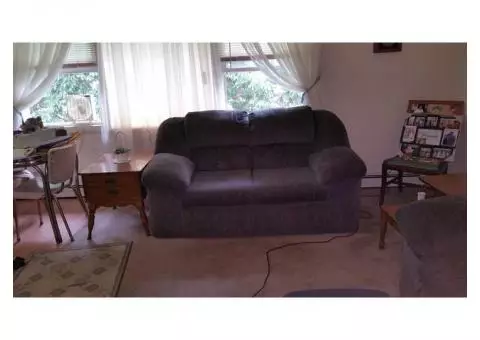 Couch, loveseat, ottoman, and 3 end tables.